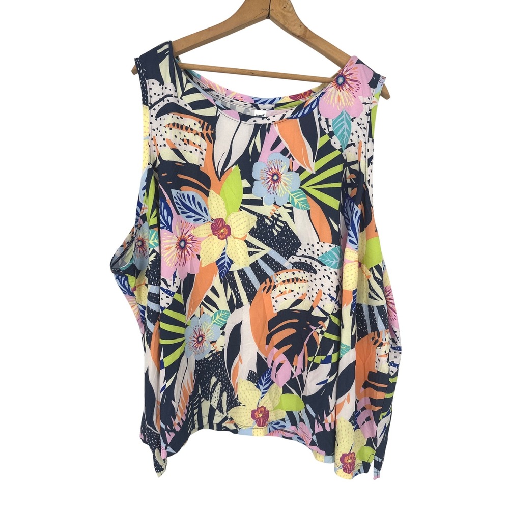 Old Navy Active Tank Top Women 4X Floral Stretch Quick Dry Go-Dry Shade Colorful